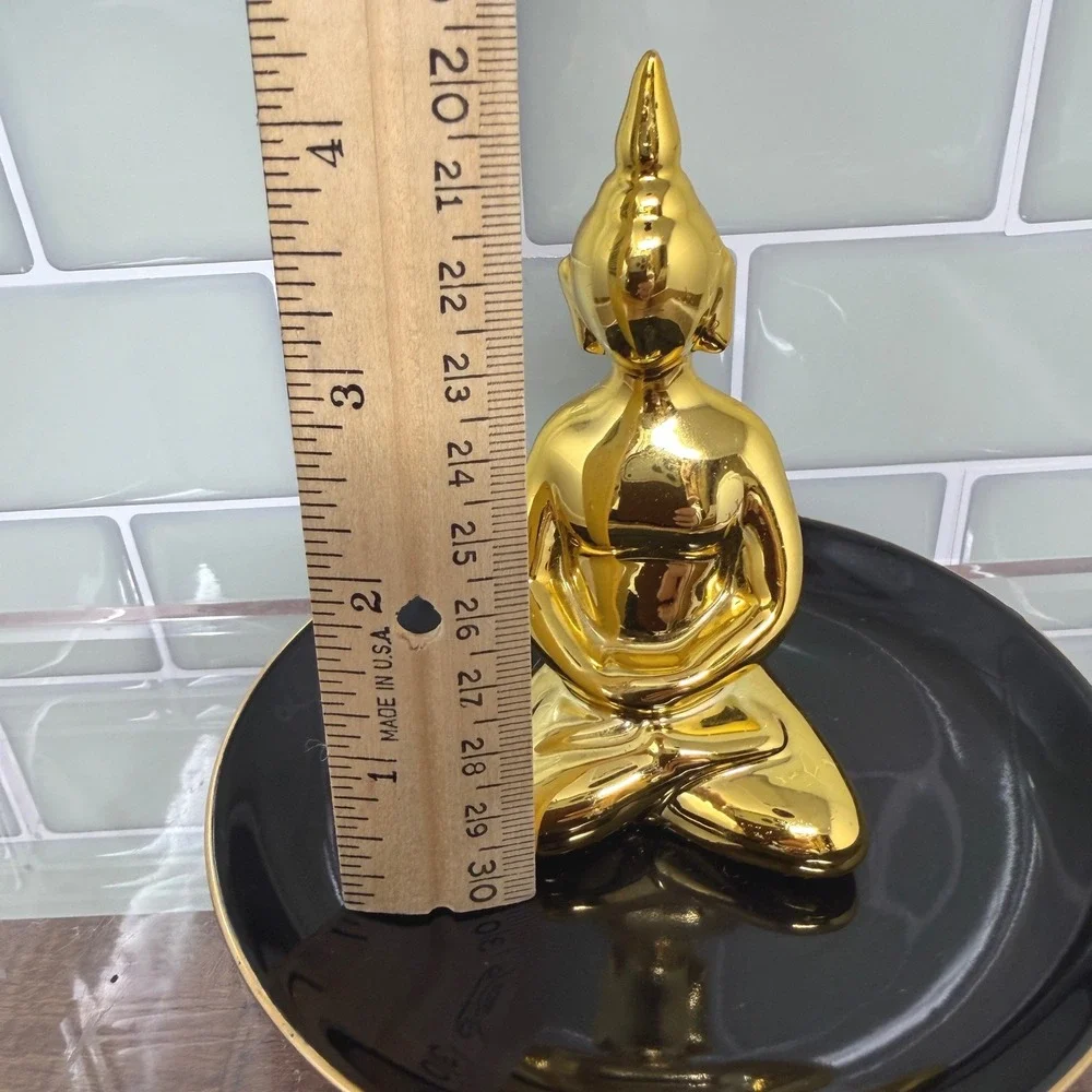 Sagebrook Home Gold Seated Buddha Ceramic Trinket Dish Catchall Ring Tray